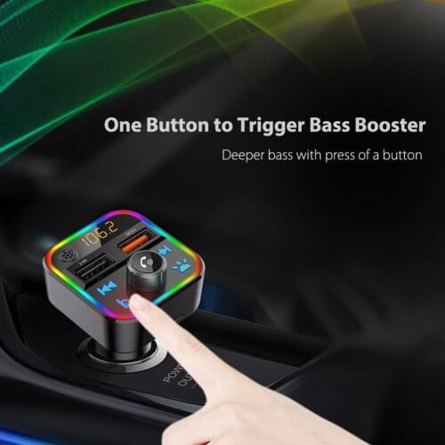 Bluetooth FM Transmitter for Car Bass Sound MP3 Music Player Handsfree Call Dual USB Fast Charger Car Accessories