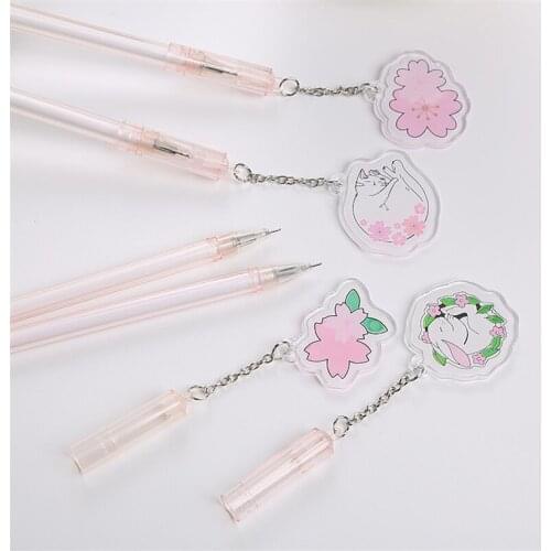 1Pc Cute sakura Gel Pen Creative Pendant Gel Pen Kawaii Neutral Pen For Kids Girls Gifts School Office Supplies Stationery