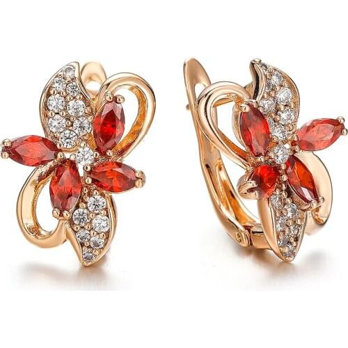 Exquisite Noble Natural Zircon Stud Earrings Womens Fashion Jewelry Red Blue Quality Earrings Party Wedding Accessories Gifts