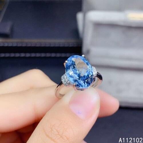 KJJEAXCMY fine jewelry 925 sterling silver inlaid natural blue topaz classic new girl gemstone ring support test Chinese style