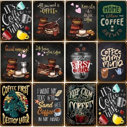 Coffee Menu Sign Classic Shabby Metal Tin Sign Cafe Bar Kitchen Wall Decor Art Decor Painting Pin Up Metal Poster Retro Plaques