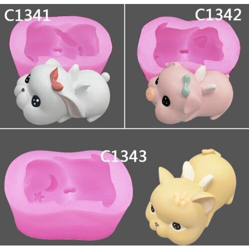 Rabbits, piglets, kittens, cartoon animals, mousse cakes, silicone molds, DIY baking utensils, ice cream molds