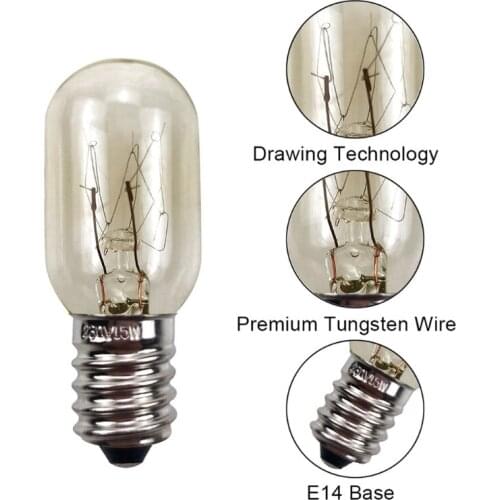 Premium Durable Microwave Oven Bulb 15W 220-240V E14 Base Universal Replacement Bulb for Home Kitchen