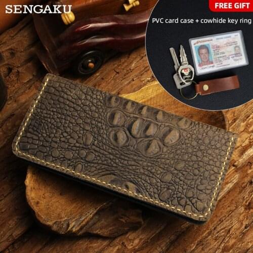Handmade Genuine Leather Mens Wallet Vintage Style Womens Long wallet ID Card Holders Purse
