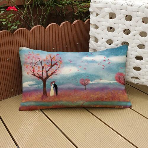 Dusk Night Romantic Couple Dates Lover Long Waist Pillow Case Home Sofa Chair Car Decorative Rectangle Cushion Cover 30x50cm