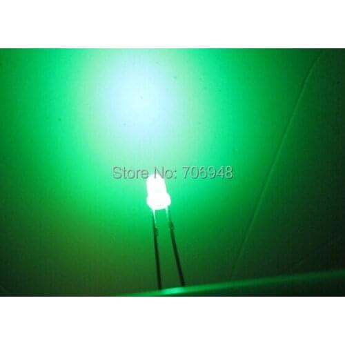 NEW DC5-12V 2-150MA diffused 3MM green led diode 1000-1200mcd