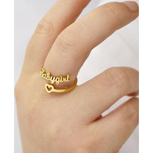 Popular in Europe and the United States, retro letters Babygirl ring female personality simple love ring