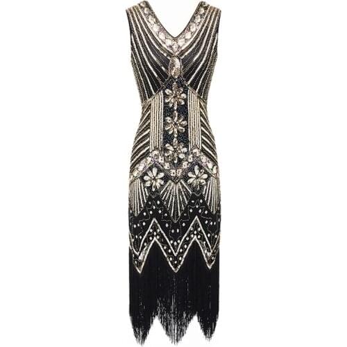 Plus Size S-4XL Womens Fashion 1920s Flapper Dress Vintage Great Gatsby Charleston Sequin Tassel 20s Party Dress Girl Costume