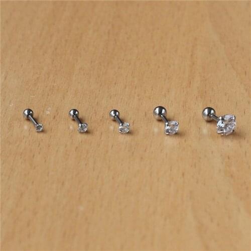 2 3 4 5 6 7 8mm 1 pair Screw Back 316 Stainless Steel With AAA CZ Crystal Stud Earrings For Men And Women