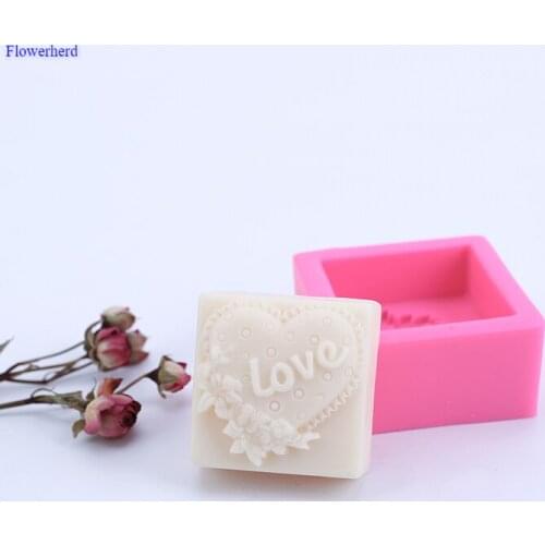 DIY Handmade Soap Square LOVE Flower Silicone Mold Easy Release 3d Silicone Mold Soap Making Supplies I Love You Soap Molds