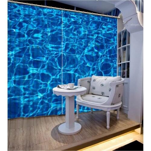 Blue Curtains Waves Curtains For Bedroom Modern Printing Living room Curtains Window Blackout Curtains