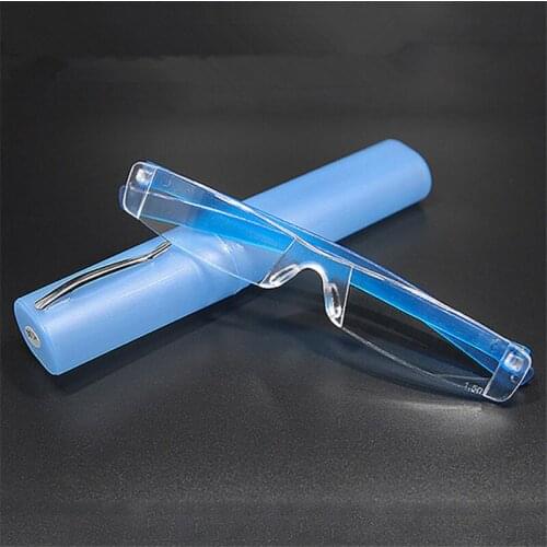 One-piece Plastic Reading Glasses Ultra-light Pen Holder Reading Glasses with Box Same Style for Men and Women Multi-color