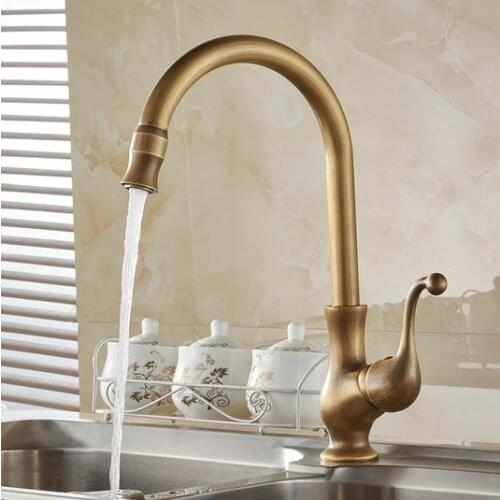 Vintage Retro Antique Brass Single Handle One Hole Bathroom Kitchen Basin Sink Faucet Mixer Tap Swivel Spout Deck Mounted msf110