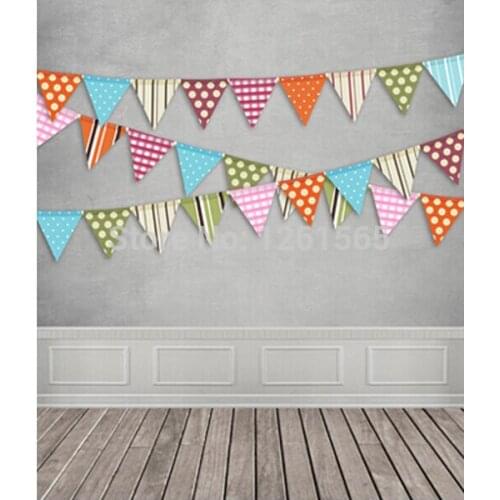 VinylBDS 5X7FT Child Photography Flag Wall Background Printed Photography Background Fabric Cloth Wood Floor
