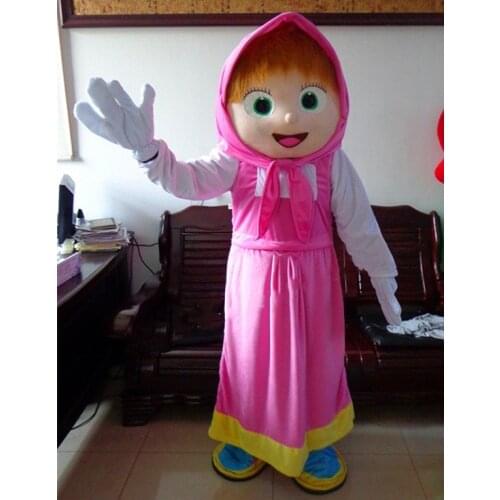 High Quality Girls Mascot Bear Ursa Grizzly Mascot Costume Cartoon Character Mascotte Costumes Halloween Fancy Dress