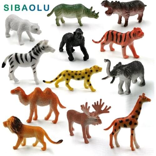 Zebra Lion Tiger Hippo Deer Cheetah Elephant Bear Figurine Animal Model Home Decor Miniature Fairy Garden Decoration Accessories