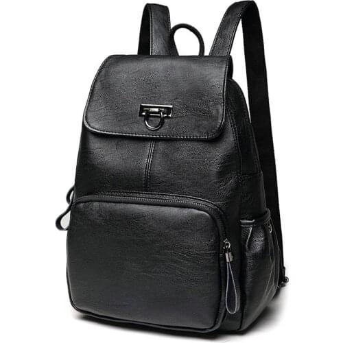 Women soft Genuine Leather Backpack vintage backpacks for teenage girls school bags ladies shoulder bags New Korea fashion C261