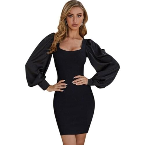 Women Bandage Dress Party Club Sexy Ladies Clothes Bodycon Black Long Sleeve New Autumn New Elegant Dresses