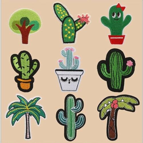 1PCS DIY Cactus Patches Badges for Clothing Iron Embroidered Patch Applique Iron on Patches Sewing Accessories on Clothes Bags