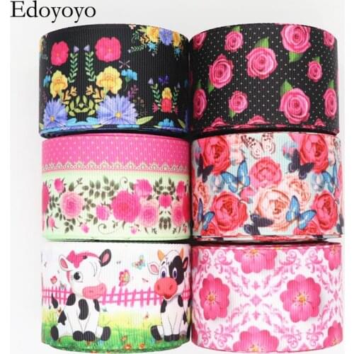 10 Yards 1.5'' 38MM Flowers Printed Grosgrain Ribbons For Hair Bows DIY Handmade Materials Y202081702