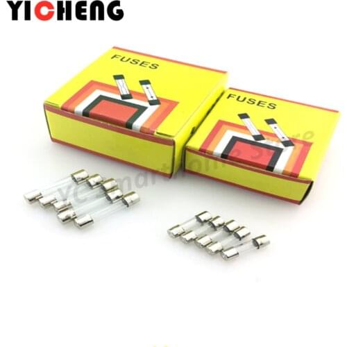100Pcs Fuse fuse 5x20mm 6x30mm glass tube fuse 0.1A-30A fuse driving recorder car charger transformer electric