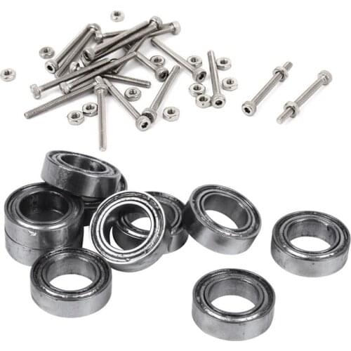 20 Set M2 X 20Mm Long Hex Socket Knurled Cap Screws Bolts Nuts & 10Pcs Sealed Metal Shielded Metric Radial Ball Bearing CNIM Hot