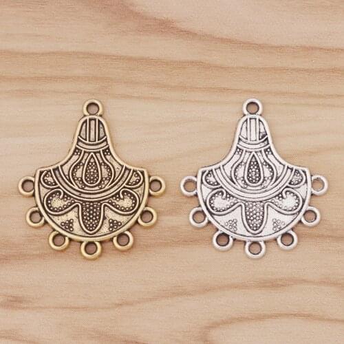 20 Pieces Antique Gold Boho Chandelier Multi Strand Connectors Charms Pendants For Earrings Jewellery Making 30x27mm