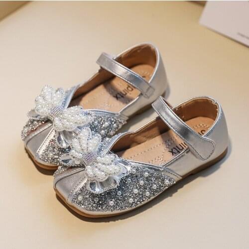 2021 Gold Silver Girls Princess Shoes for Wedding Party Bling bling Kids Crystal Shoes Dance Performance Shoes Chaussure Fille