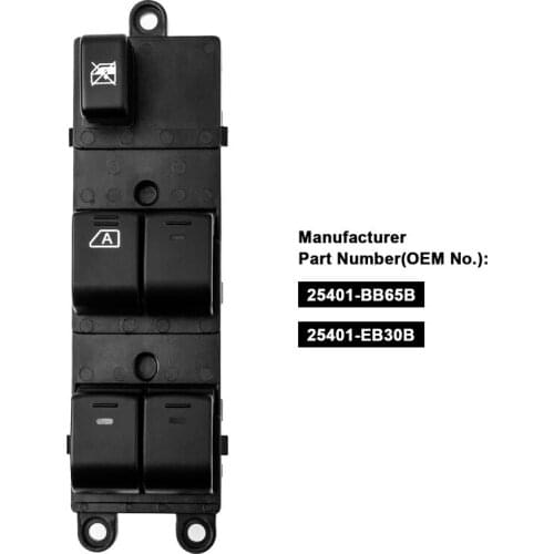 25401-BB65B Front Left For Nissan Navara D40 Qashqai Pathfinder 04-16 Master Electric Window Lifter Switch 25401-JD001 25401-EB3