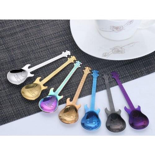 304 stainless steel Cartoon guitar coffee spoon wedding music Teaspoons Ice Cream mini Spoon Dinner Creative Tea Spoon