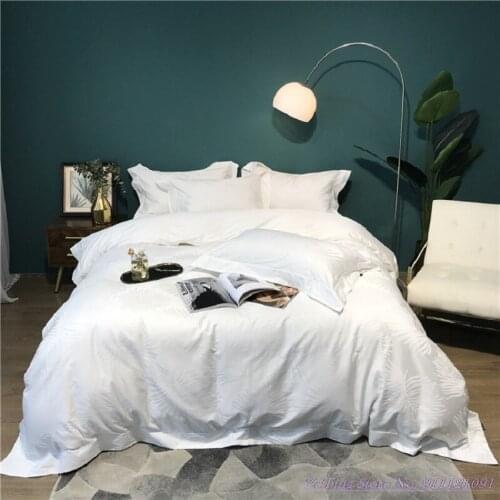 4pcs 1.8m Bedding Set Light luxury style pure white jacquard 100count long-staple cotton HomeTextile modern Nordic style bedding