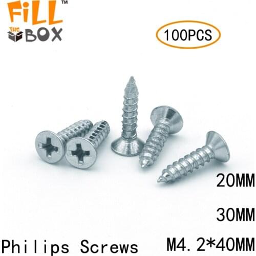 Accord 100PCS/SET M4.2 20MM Countersunk flat head tapping screws with cross recessed Philips Screw Steel Zinc Plated Wood Screws
