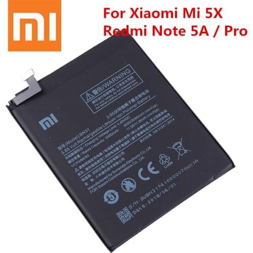 Xiao mi 100% Orginal BN31 3080mAh Battery For Xiaomi Mi 5X MI5X Redmi Note 5A / Pro Mi A1 Redmi Y1 Lite S2 BN31 Batteries +Tools