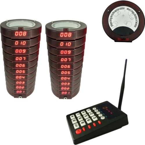1 keyboard with 20 Coaster Pager Wireless Fast food Service Equipment Restaurant Guest call paging system