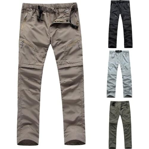 Outdoor Quick Drying Trousers Men Hiking Long Pants Combat Loose Casual Waterproof Sweatpant Detachable Into Short Pant