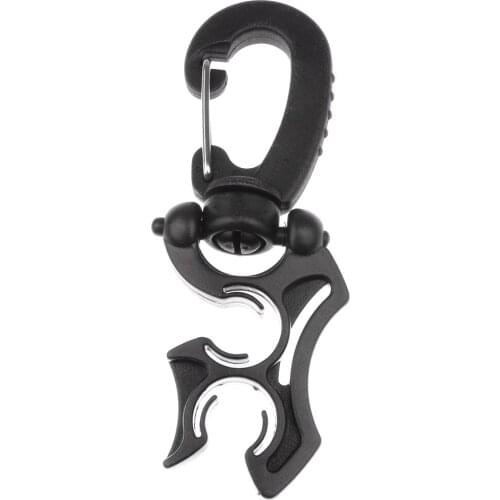 Black 2" Long Scuba Diving Double Hose Holder with Rotate & Fold Clip + 28" Yellow Regulator Necklace Dive Accessories