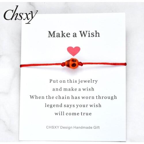 CHSXY Halloween Jack Skellington Mini Bead Charm Bracelet Wish Inspired Jewelry Lucky Red Thread String Bracelet Skull Idea Gift