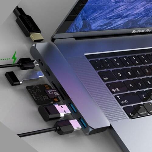 Quality usb c Type C Hub To HDMI Adapter 4K Thunderbolt 3 USB C Hub with Hub 3.0 TF SD Reader Slot PD for MacBook Pro/Air 2018