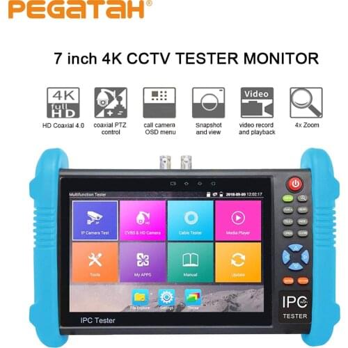 New 7 inch H.265 4K IP camera tester 8MP TVI CVI 8MP AHD CCTV cameraTester Monitor with RJ45 cable UTC test HDMI in/output POE