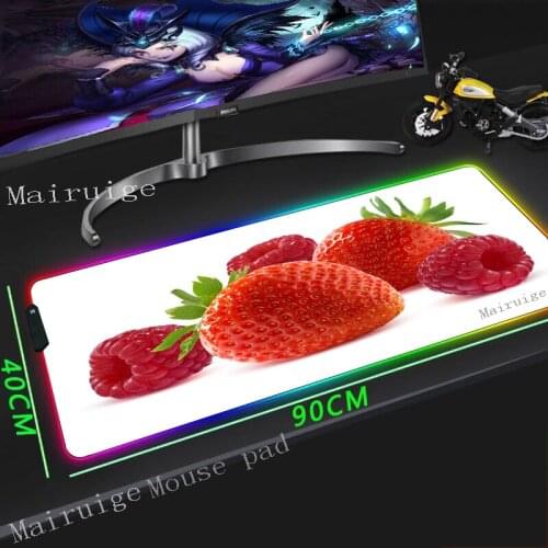 Mairuige Anime HD Custom Large RGB Mouse Pad Red Strawberry Lockedge Computer Keyboard Desk Mat Rubber Anti-slip Dota Csgo Gamer