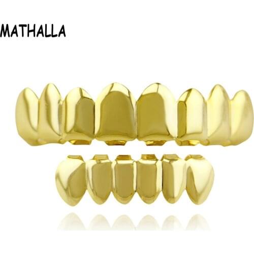 MATHALLA 8 Teeth New Fangs Hiphop 4 color Vampire Gold silver rose gold and black grillz Grills