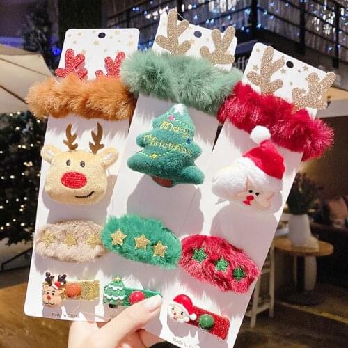 Cute Christmas Hair Clip Shiny Santa Claus Hairpin Children Decoration Hairpins Girl Head Wear Party Outdoor Hair Accessories