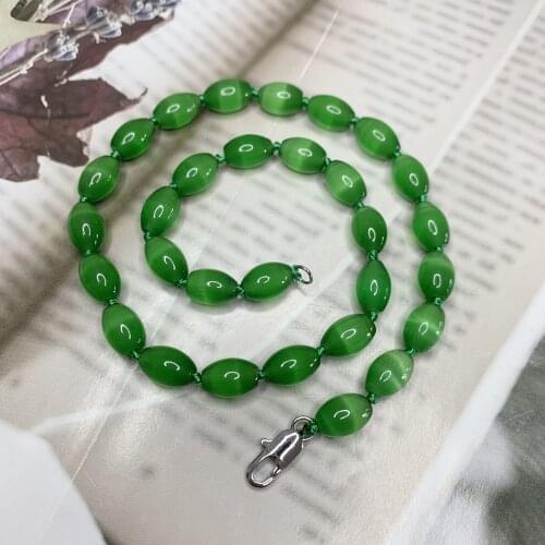 7 Colors Fashion Mexican Opal Rice Strand Clavicle Necklace Beads Jewelry Making Stone Crystal Wholesale Short Chain 40cm B524