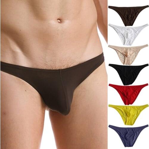 Fashion Men Briefs Sexy Underwear Ultra Thin Low Rise Underpants Soft Male Solid Color Intimates Big Size
