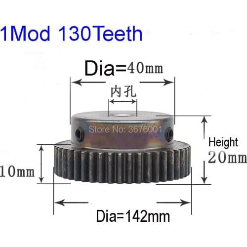 Module1.0 130T Teeth Spur High precision Gear Rack and Pinion rack gear 45# Steel 10mm Bore Mod