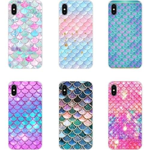 For Apple iPhone X XR XS 11 12Pro MAX 4S 5S 5C SE 2020 6S 7 8 Plus ipod 5 6 Mermaid Fish Scale Pattern Soft Transparent Bag Case