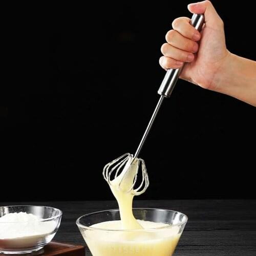 New Semi-Automatic Egg Beater 304 Stainless Steel Egg Whisk Manual Hand Mixer Self Turning Egg Stirrer Kitchen Egg Tools