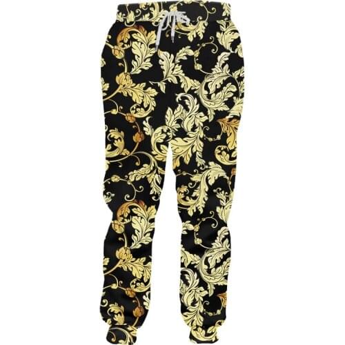 Golden Brown Leaf New Sweatpants Baroque Trendy And Vogue Quick-dry Suitable Casual Oversized Sport Jogger Pants Men/women IFPD