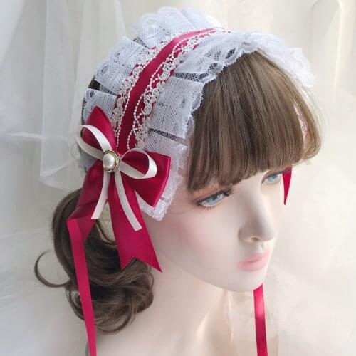 Wholesale women lace bow bead headband girls Solid color headwear ladys hair accessories ins elegant hairbands