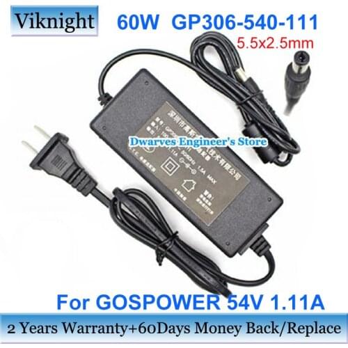 Genuine US Plug GP306-540-111 54V 1.11A 60W AC Adapter Power Supply For GOSPOWER Laptop Charger 5.5x2.5mm